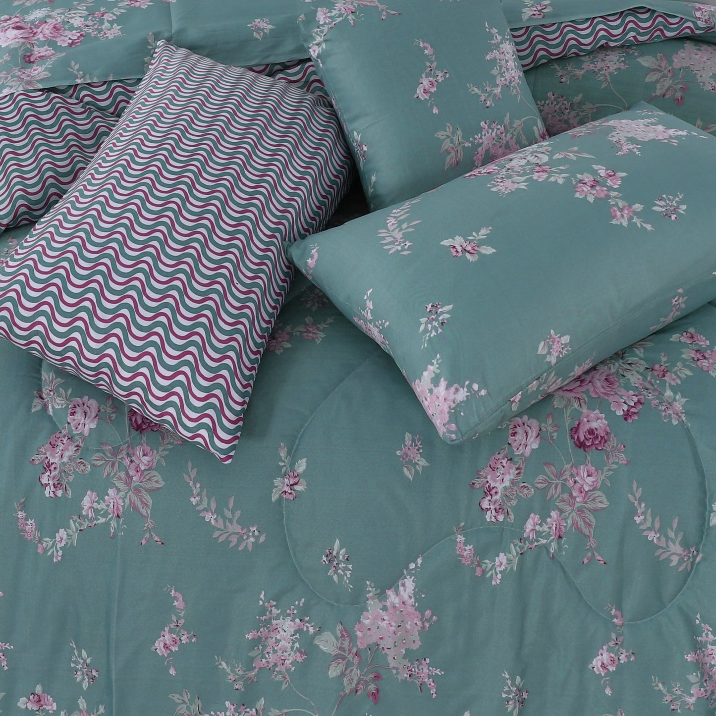 Premium Summer King Size Comforter Set - 7-Piece N24