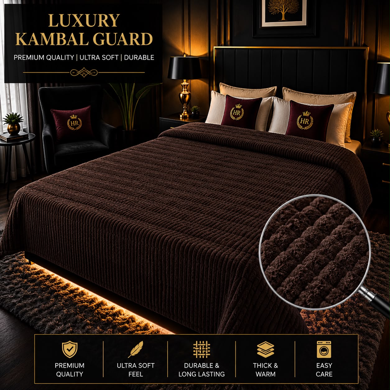 Luxury Bubble AC Blanket-Dark Coffee Brown