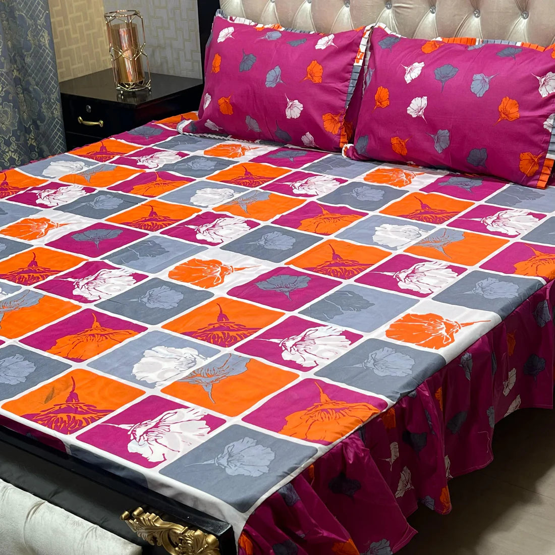 Frill King Size Bed Sheet Set-019