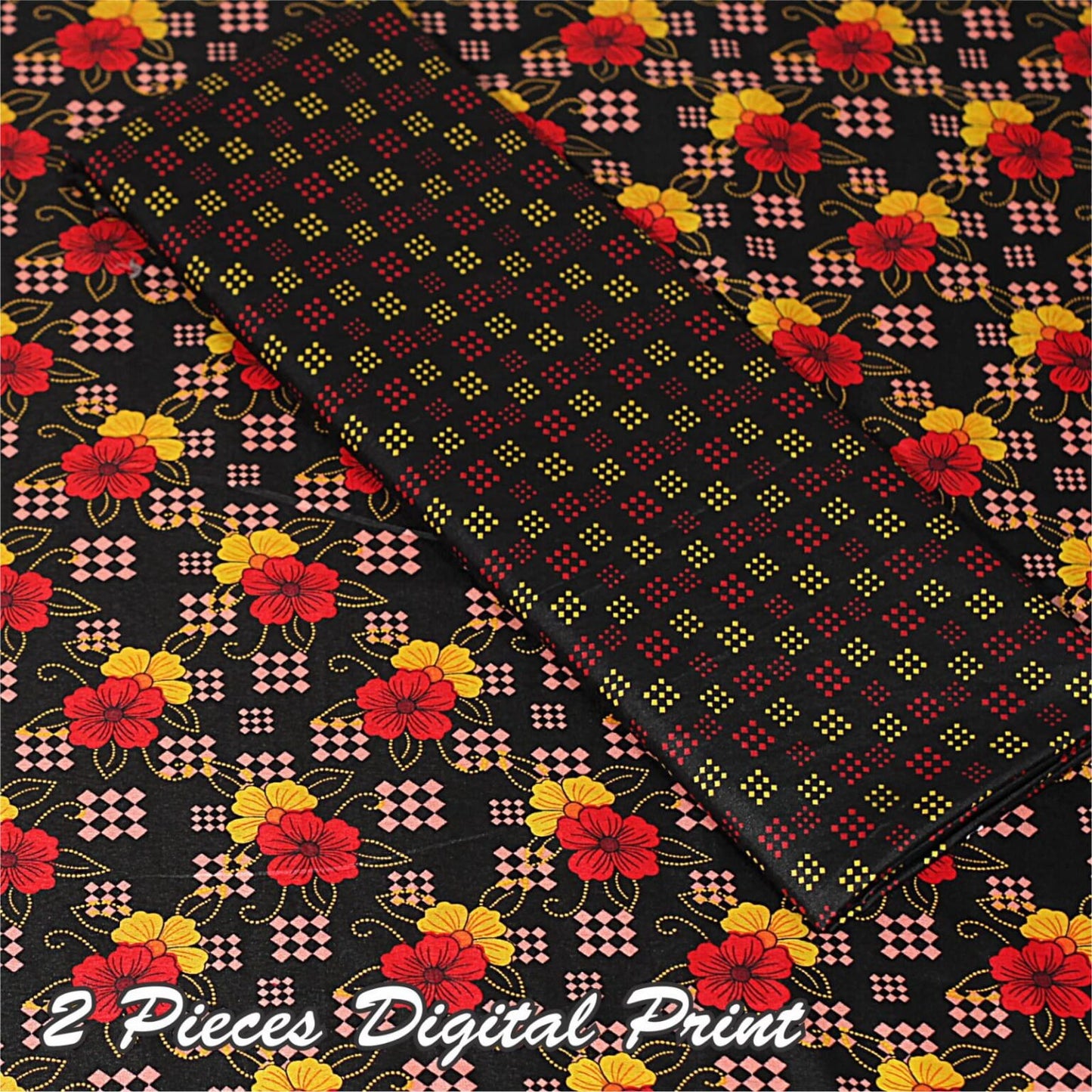 2 Piece – Cotton Digital Print Suit ( Design A-17)