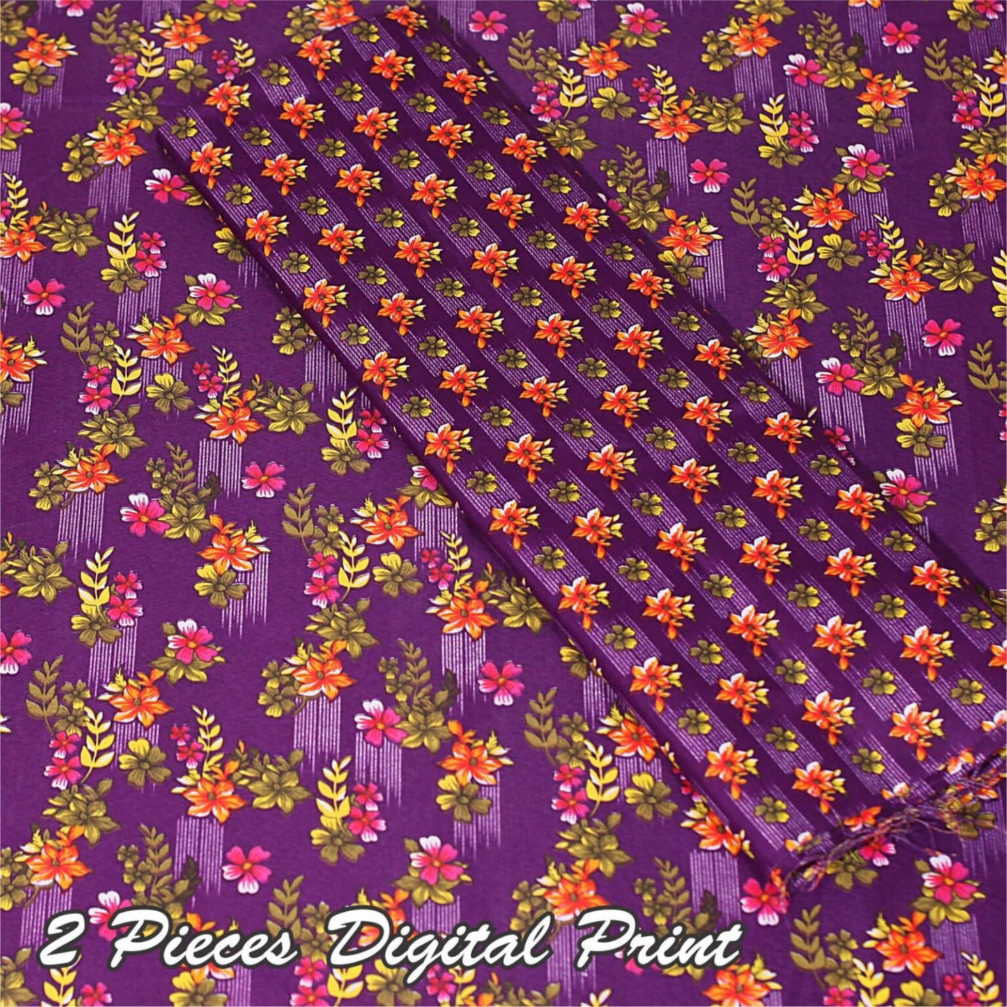 2 Piece – Cotton Digital Print Suit ( Design A-16)