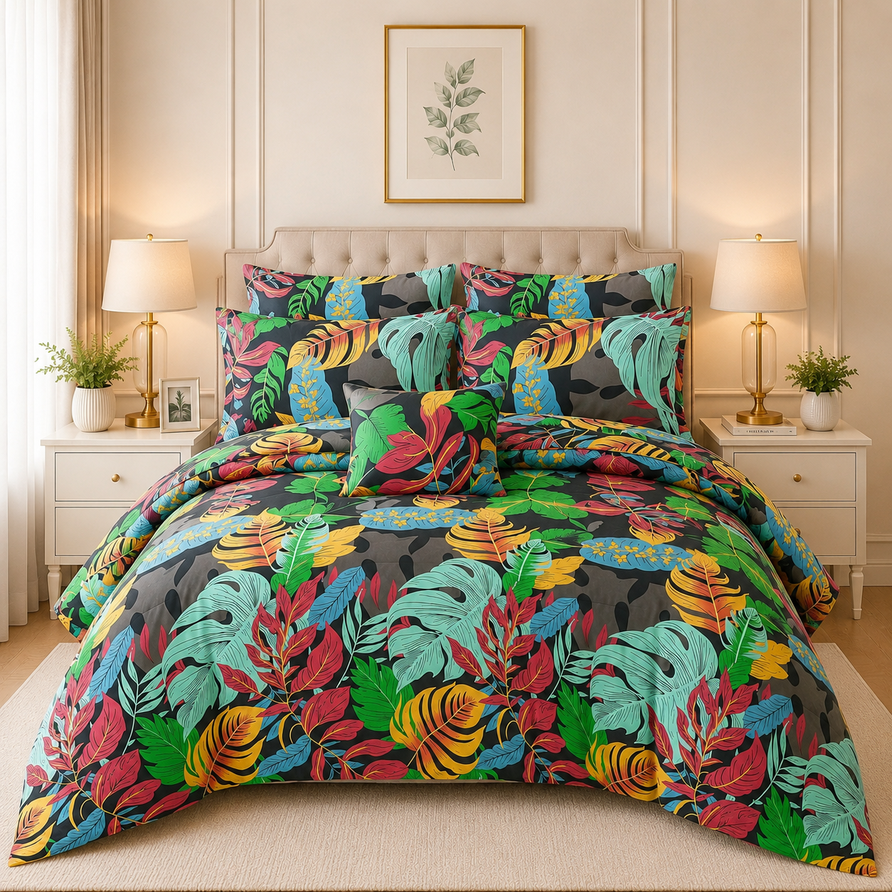 Premium Summer King Size Comforter Set - 7-Piece