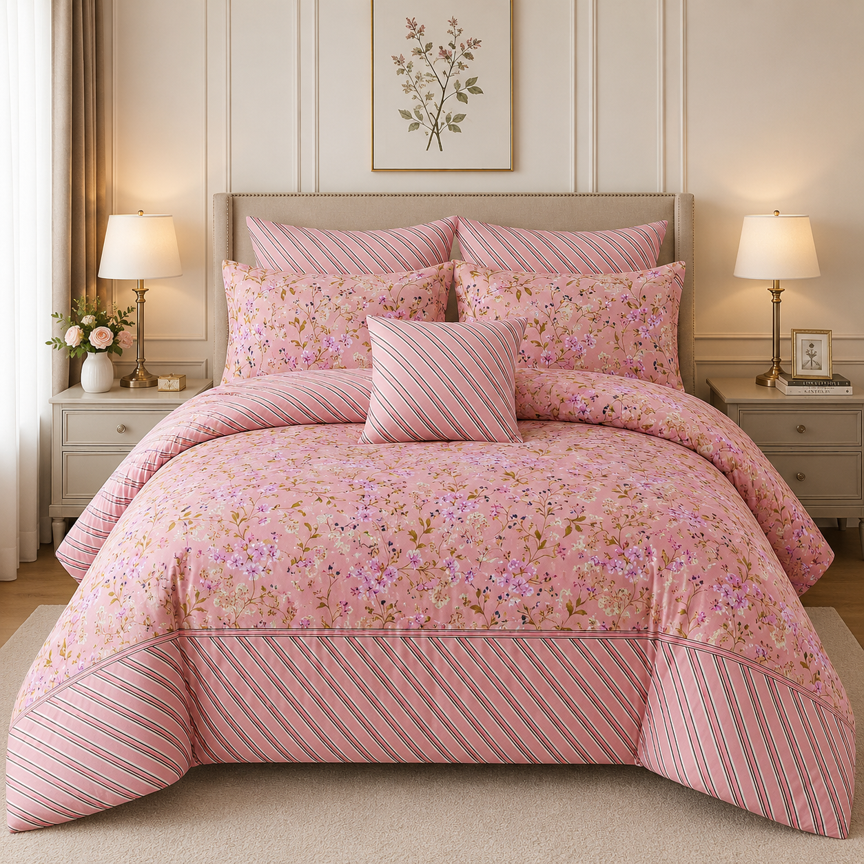 Premium Summer King Size Comforter Set - 7-Piece A32