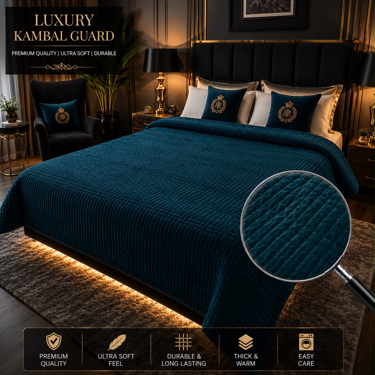 Luxury Bubble AC Blanket-Teal Blue (Peacock Blue)