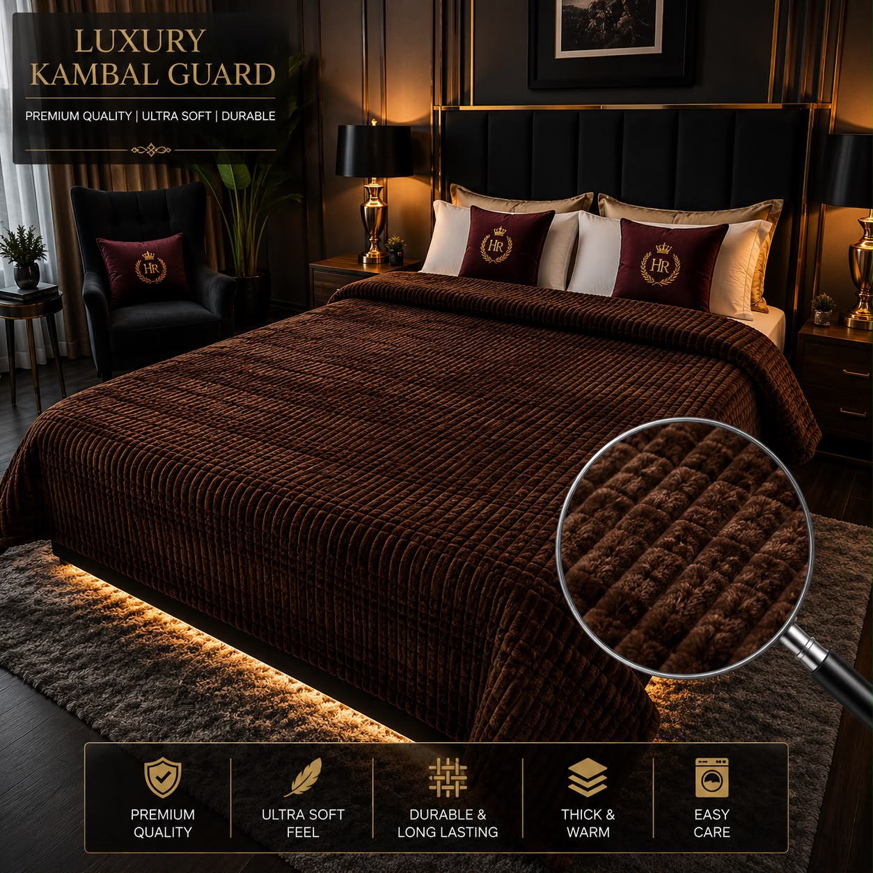 Luxury Bubble AC Blanket-Espresso Brown