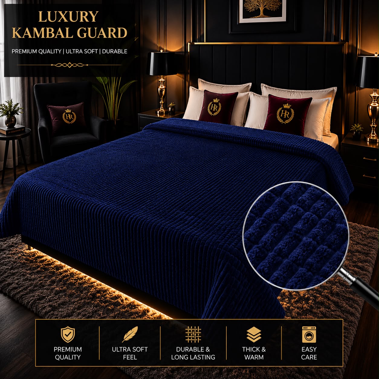 Luxury Bubble AC Blanket-Deep Navy Blue