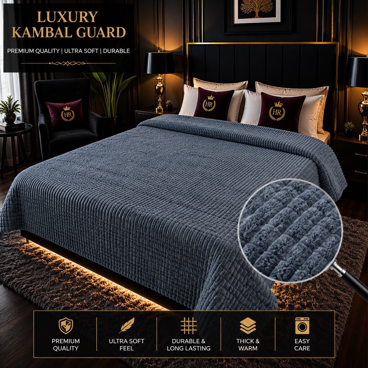 Luxury Bubble AC Blanket-Steel Gray