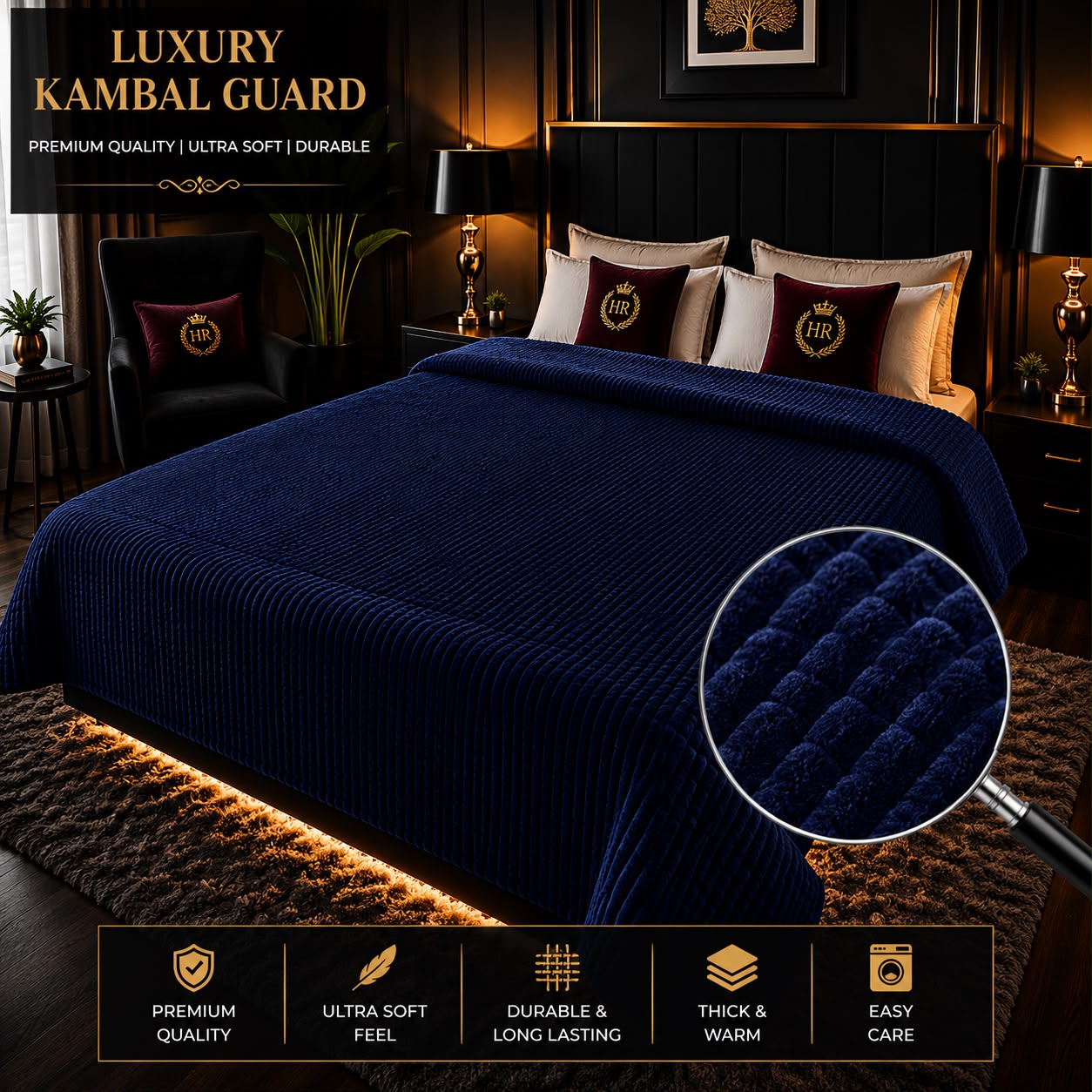 Luxury Bubble AC Blanket-Royal Blue (Navy)