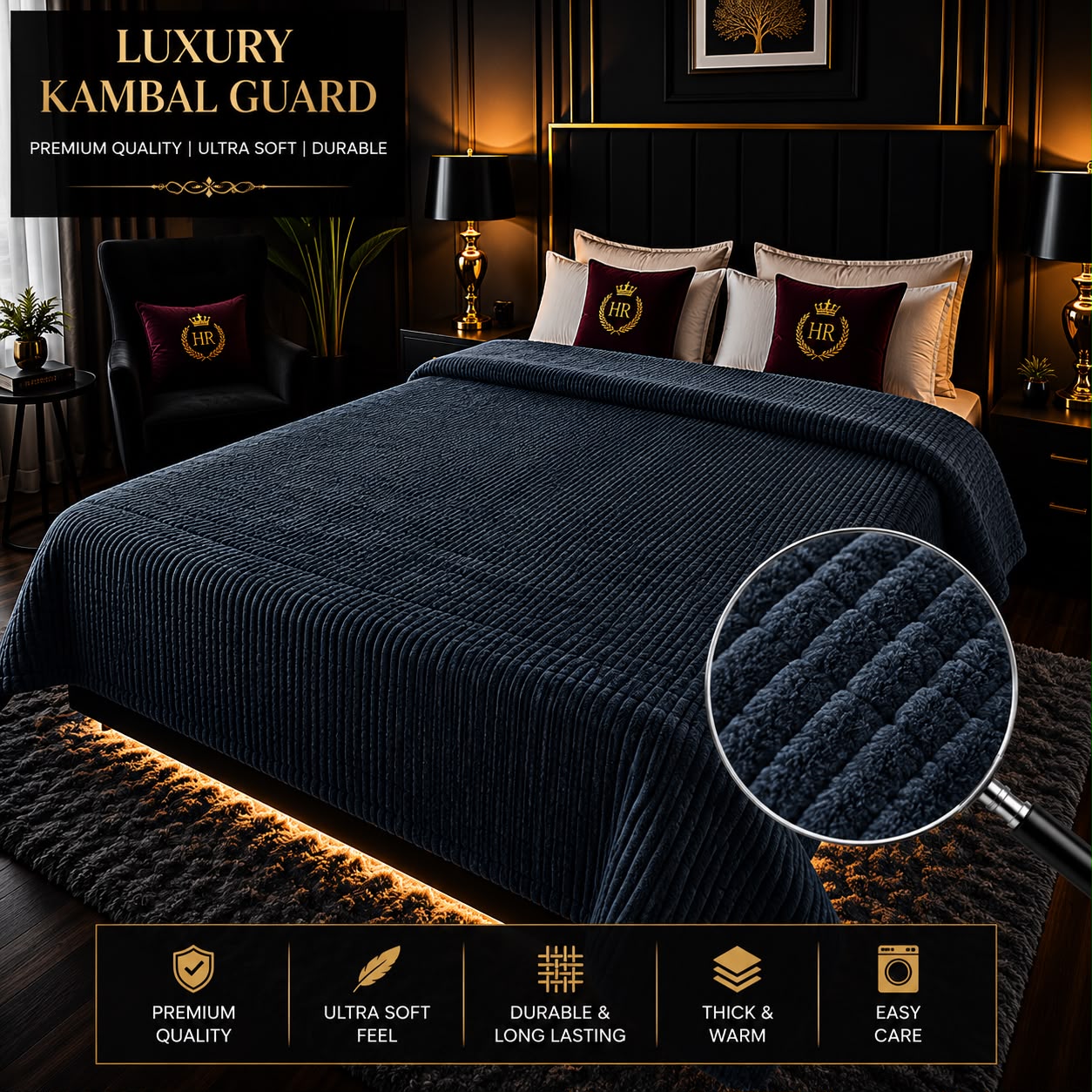 Luxury Bubble AC Blanket-Charcoal Blue