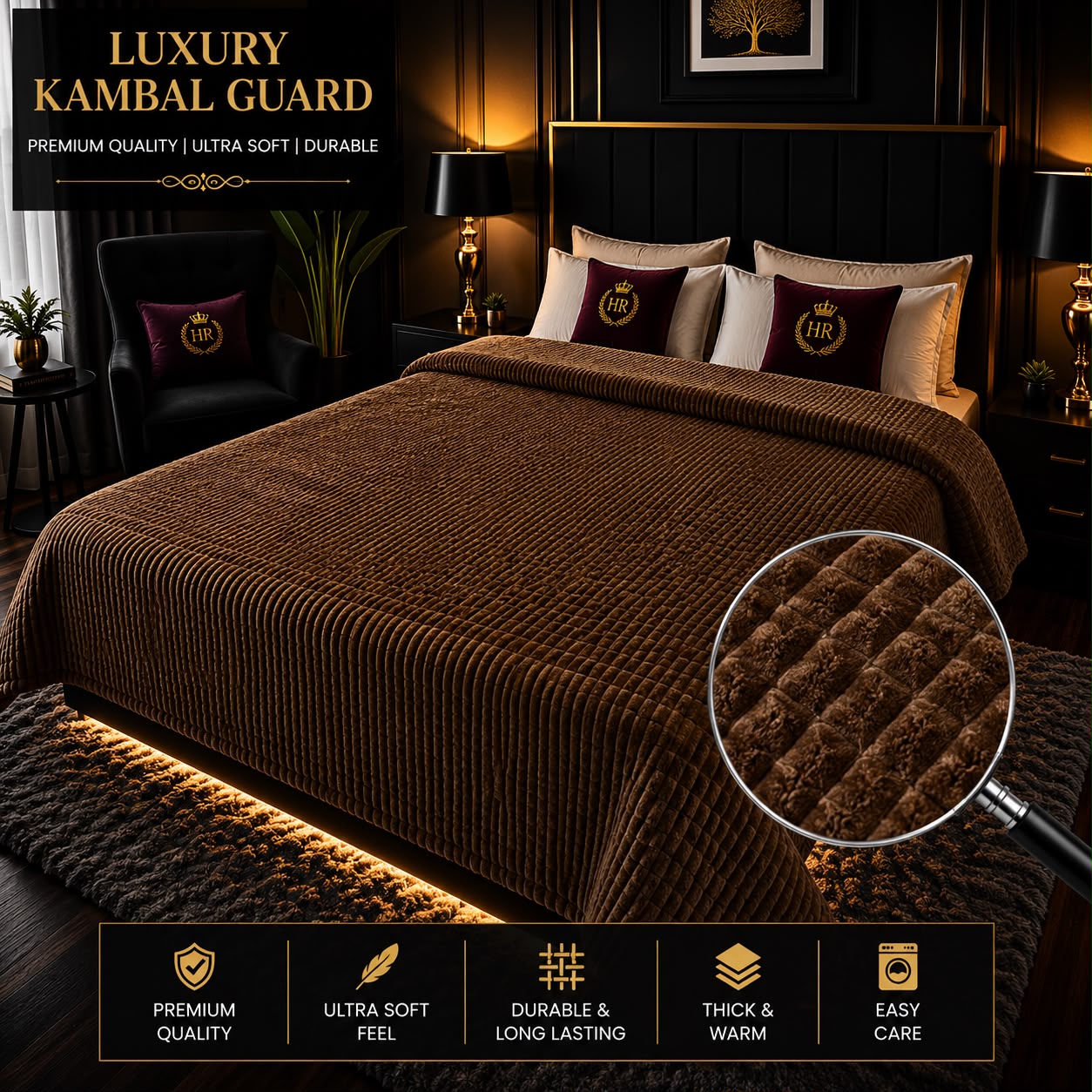 Luxury Bubble AC Blanket-Chocolate Brown