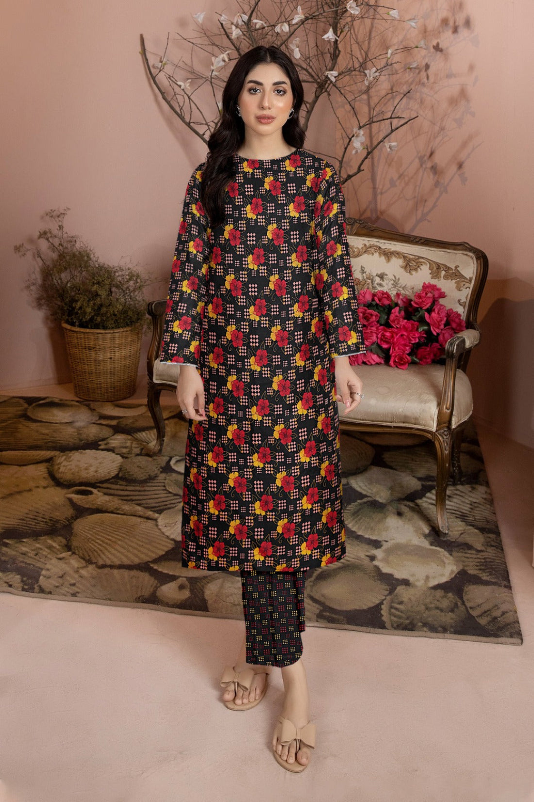 2 Piece – Cotton Digital Print Suit ( Design A-17)