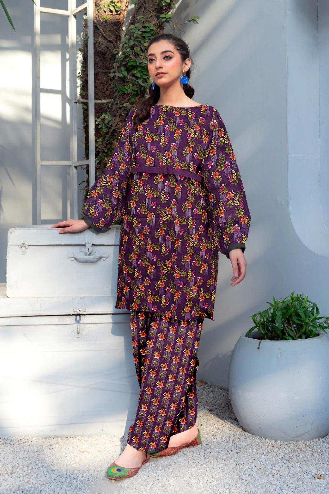 2 Piece – Cotton Digital Print Suit ( Design A-16)