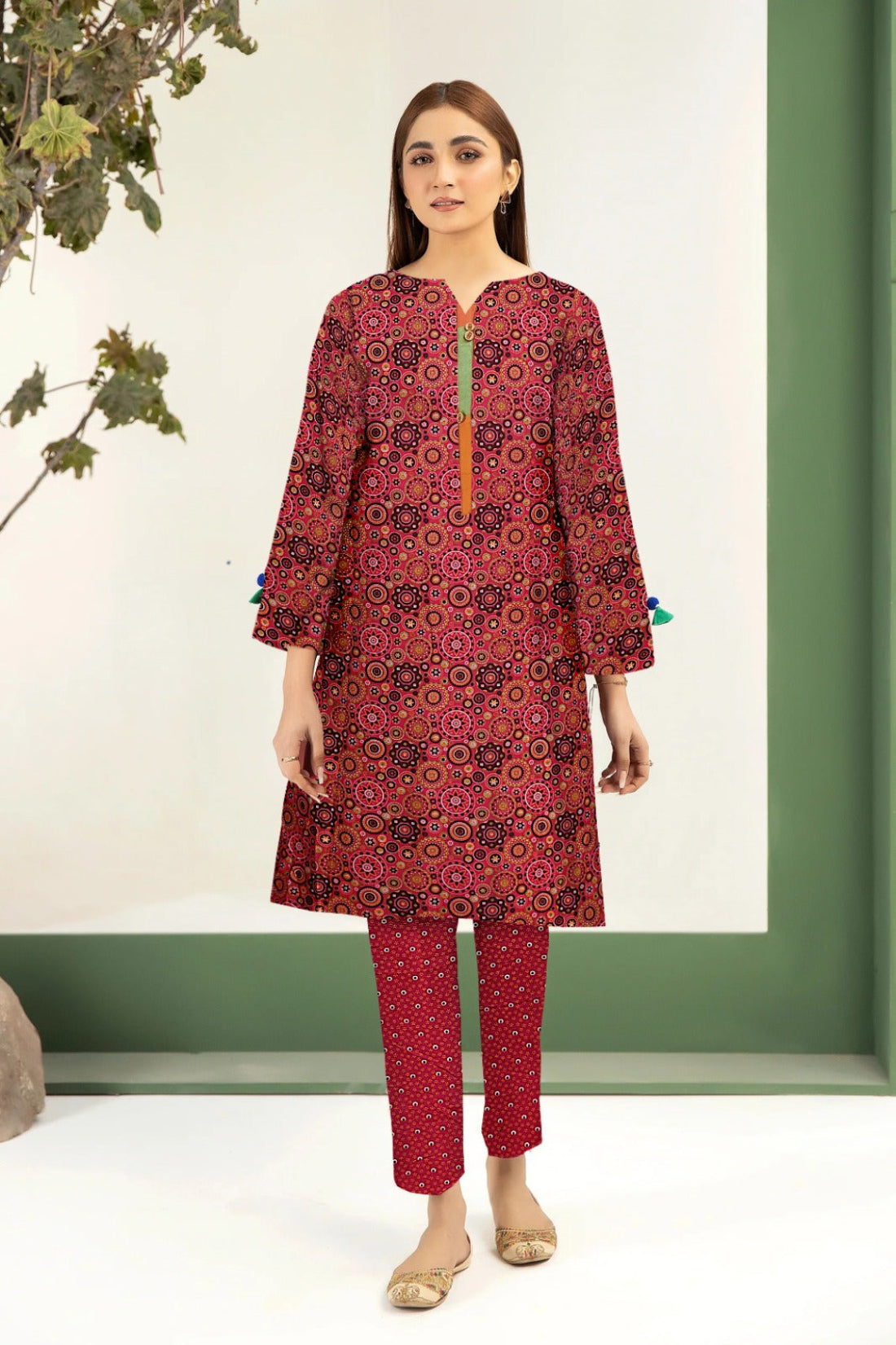 2 Piece – Cotton Digital Print Suit ( Design A-15)