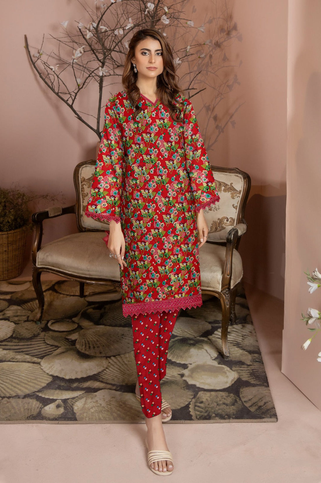 2 Piece – Cotton Digital Print Suit ( Design A-13)