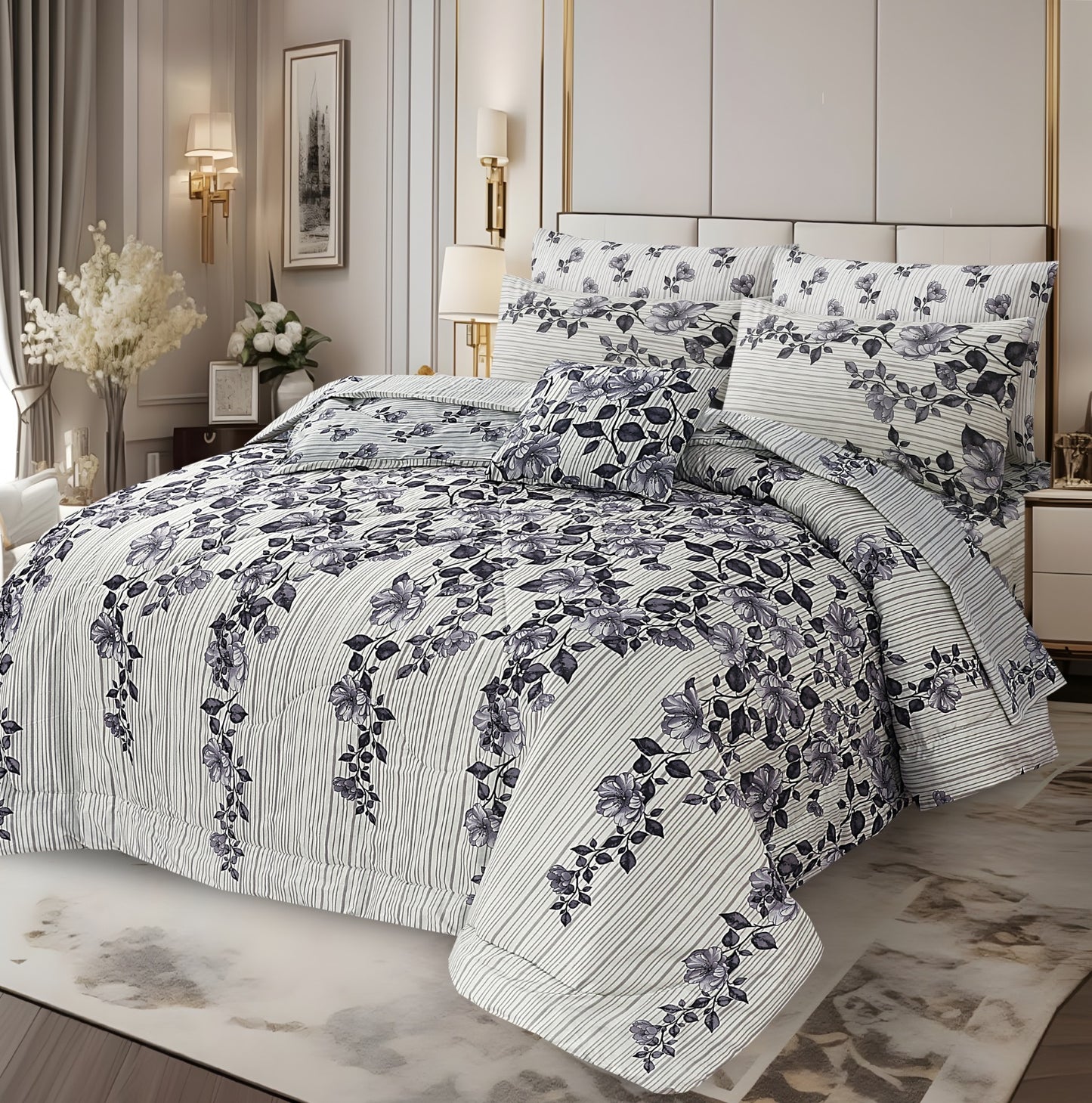 Premium Summer King Size Comforter Set - 7-Piece A16