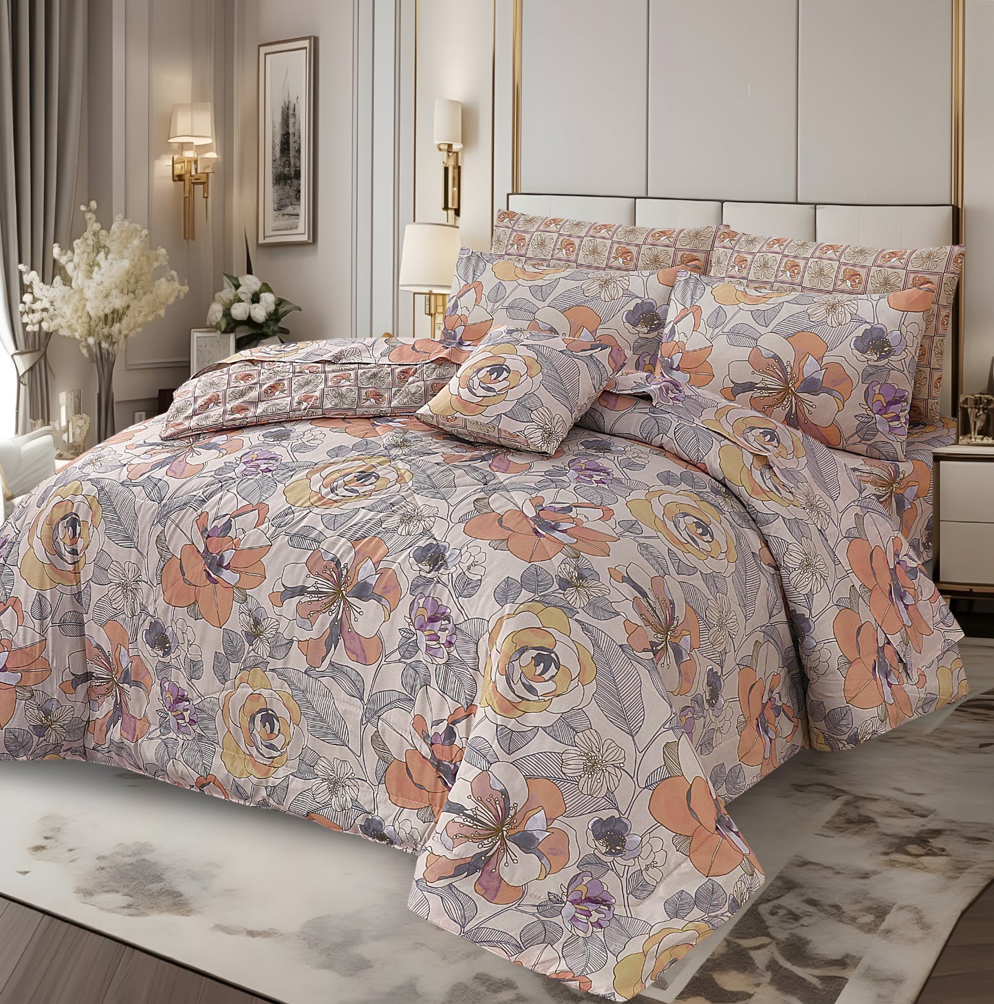 Premium Summer King Size Comforter Set - 7-Piece A34