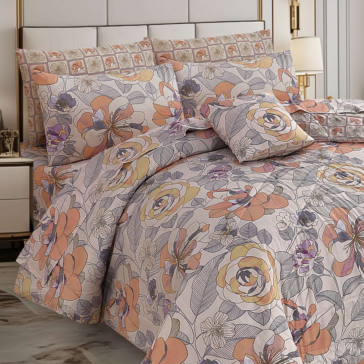 Premium Summer King Size Comforter Set - 7-Piece A34